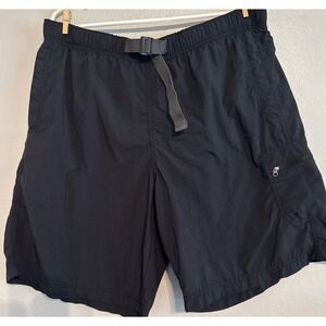 Columbia Men's XL Black Belted Nylon Zip Cargo Hiking Fishing Shorts